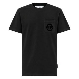 Philipp Plein T-shirt Ronde Hals Korte Mouw Hexagon - Heren - Tops - Zwart - Maat: 4XL Katoen