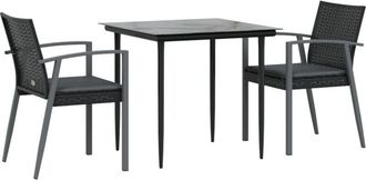 vidaXL Juego Comedor Jard&iacute;n 3 Piezas Y Cojines Rat&aacute;n Sint&eacute;tico Y Acero Vidaxl