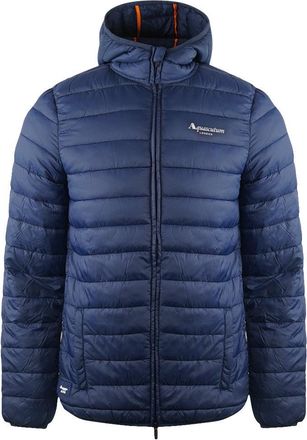Aquascutum Gewatteerde heren Jas met kap en logo (Marineblauw)