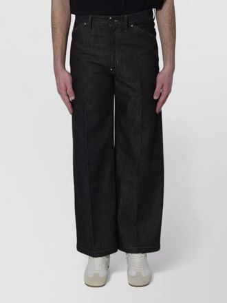 Christophe Lemaire wide leg denim trousers metal studs