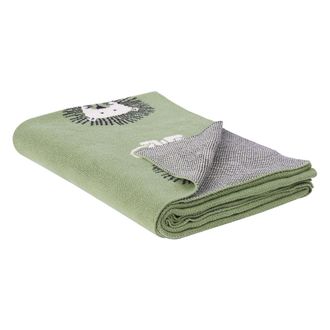 Beliani Beliani - Manta Infantil Verde De Algod&oacute;n Suave Con Motivo De Le&oacute;n 130 X 170 Cm Rusami
