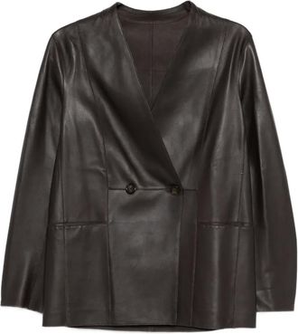 Emporio Armani Jack met dubbele rij knopen en V-hals - Bruin