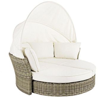 BIZZOTTO Daybed Lesly con cuscino e cappottina, struttura in alluminio e intreccio in fibra sintetica