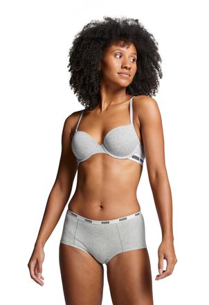 Puma T-Shirt-BH PUMA PUMA WOMEN T-SHIRT BRA 1P, Damen, Gr. 75, Cup A, grau (grau melange), Single Jersey, Obermaterial: 57% Baumwolle, 38% Modal, 5% Elasth
