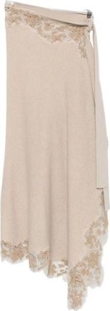 Ermanno Scervino Jersey de cuello alto con ribete de encaje - Knitwear - Mujer - Beige - ONE SIZE