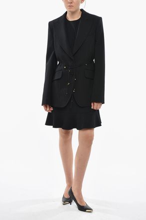Stella McCartney Giacca in Twill a Tinta Unita con Dettaglio Lace-up Impreziosito da Dettagli Dorati Stella McCartney