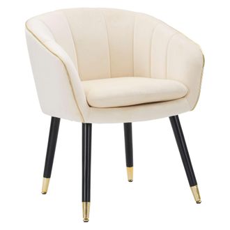 Dmora Poltrona Caqui, Sill&oacute;n Con Brazos, Estructura De Tela, Color Oro, 62x58x78h Cm Blanco