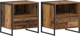 vidaXL Bedside Table 2 pcs Old Wood 50 x 39.5 x 50 cm Engineered Wood vidaXL