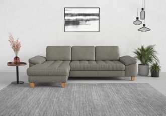 Sit&more Ecksofa »Westham L-Form« mit Recamiere, mit oder ohne Bettfunktion, Bettkasten, Füsse Eiche