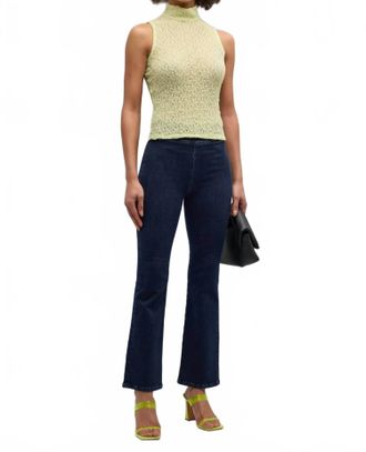 Frame Denim Jetset Crop Mini Boot Cut Jeans In Blue