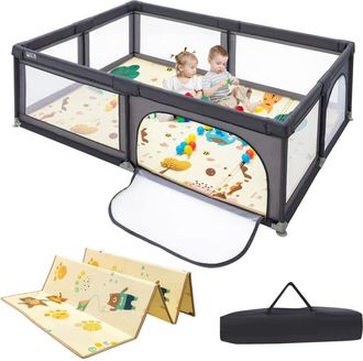 Costway Costway - Parque Para Ni&ntilde;os, Cerca Extra Large Para Beb&eacute; Y Ni&ntilde;os, Centro Actividad Estable Y At&oacute;xico, Parque Antica&iacute;da Con Pelotas, Red Transpirable Y