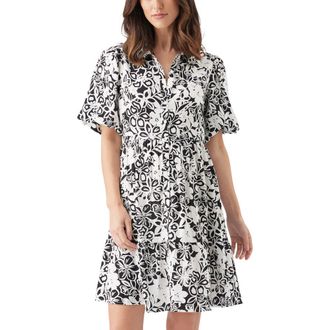 Ripe Nahla Linen Dress in Black /White at Nordstrom, Size Xx-Large Au