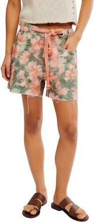 Free People Moxie Floral Tie Waist Cotton Shorts in Watermelon Combo at Nordstrom, Size 26
