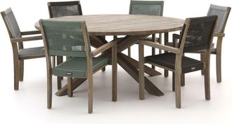 Rough Country Rustic Furniture ROUGH Batang Rope/ROUGH-Y ø 180cm dining tuinset 7-delig stapelbaar