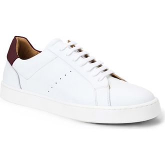 Bruno Magli Damiano Low Top Leather Sneaker in White/Bordeaux Leather at Nordstrom, Size 10.5
