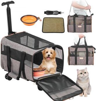 OEM Hundetrolley Faltbarer Hunderucksack Max.9,9kg Tragf&auml;higkeit Transporttasche Aus 600d Oxford-stoff Hundewagen Mit 4 R&auml;dern Haustier Trolley Hundereise