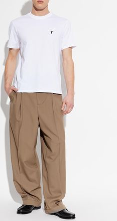 Ami T-shirt With Embroidered Logo, Mens, White