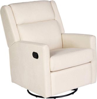 Flash Furniture Manual Reclining Glider Swivel Chair, Cream