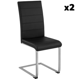 TecTake 2 sillas de comedor ergon&oacute;micas y altas, forma de c, s&iacute;mil cuero negro