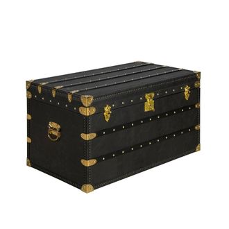 Angel Cerd&aacute; Black Cowhide Leather Storage Trunk, 93x54x50 cm | Size: 93 x 54 x 50 cm