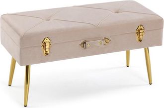 VERSA Banco de pie de cama en metal y poliester beige