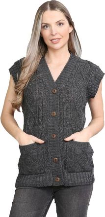 Crazy Girls Womens Cable Knit Sleeveless Jumper, Charcoal, XXL (UK 20-22)