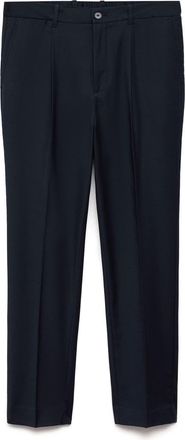 Mango Pleated Slim Fit Dress Pants in Dark Navy at Nordstrom, Size 32