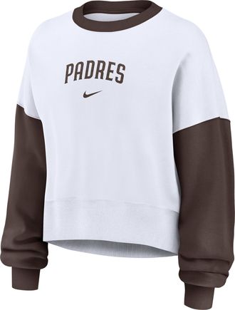 Nike San Diego Padres Primary Nike Womens MLB Pullover Crew in White | 01D7993ZPYP-9HV