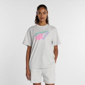 New Balance Donna Classic Tri-Logo T-Shirt in Grigio, Cotone, Taglia XL