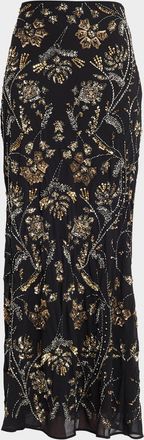 Veronica Beard Medina Hand-Beaded Georgette Skirt