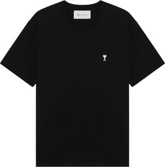 Ami Quota T-shirt Met Contrasterend Logo - Heren - T-shirts - Zwart - L - Katoen - Tops