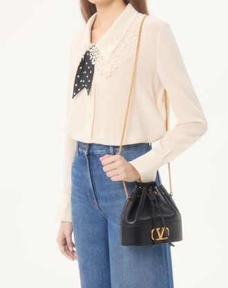 Valentino Garavani Mini Secchiello Con Catena Vlogo Signature In Nappa Donna NERO UNI