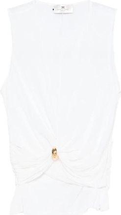 Elisabetta Franchi Mouwtjesloze Top met Gedrapeerd Detail - Dames - Tops zonder mouwen - Wit - XS - Tops