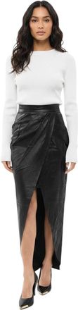 Balmain Black Solid Calf Length Skirt