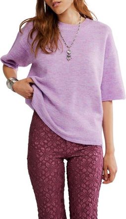 Free People Margot Oversize Short Sleeve Sweater in Lilac Spell Melange at Nordstrom, Size X-Small