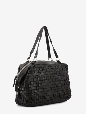 Campomaggi Borsa bowling Rachele in pelle intrecciata moro