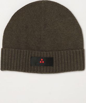 Peuterey Berretto beanie in misto lana e cashmere con risvolto e patch logo