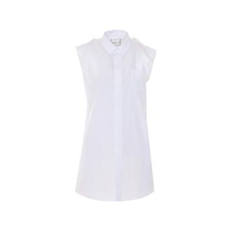 sacai Sleeveless Tops, female, White, Size: M Poplin Dress