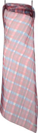 Ferragamo Womens Plaid Asymmetrical Dress In Multi