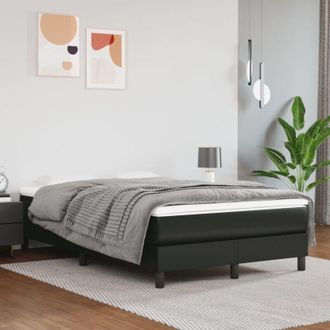 vidaXL Vidaxl - Cama Box Spring Con Colch&oacute;n Cuero Sint&eacute;tico Negro 120x200 Cm