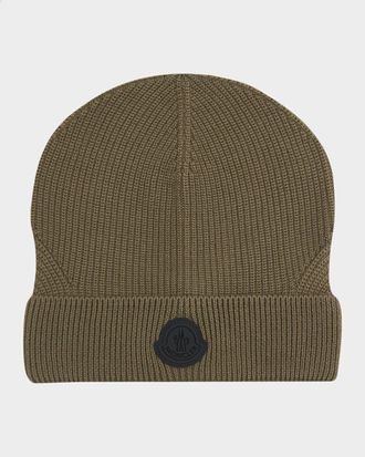 Moncler Men & apos;s Wool Beanie with Tonal Logo