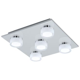 Loops Flush Ceiling Light Colour Chrome Shade Clear Satined Plastic Bulb LED 5x7.2W