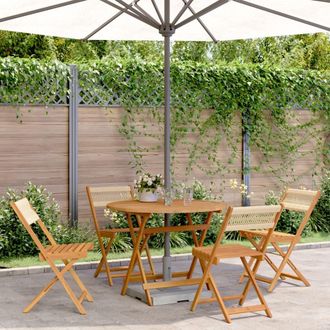 vidaXL Set De Comedor Jard&iacute;n 5 Pzas Polipropileno Madera Maciza Beige Vidaxl