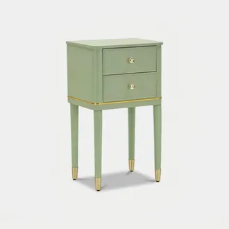 Les Tendances Comodino In Legno Con 2 Cassetti Per Camera Camille - Verde
