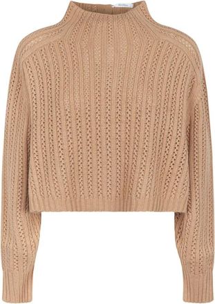 Max Mara Beige Hodeida Trui - Dames - Coltruien - Bruin - L - Wol - Truien & Vesten