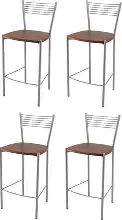 Tommychairs Tommychairs 4 Taburetes Elegance En Acero Aluminio Asiento Madera Cerezo
