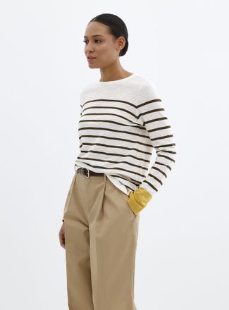 Contemporaine Womens Striped slub organic cotton T-shirt