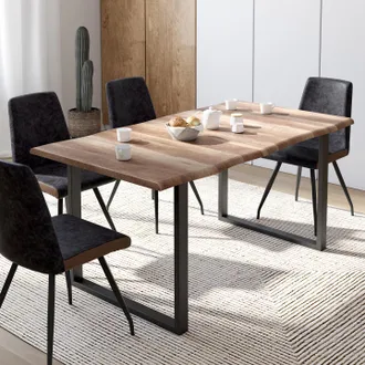 IDMarket Idmarket - Dakota Mesa De Comedor Rectangular De 6 Plazas Con Patas En Forma De U, Dise&ntilde;o Industrial 160 Cm