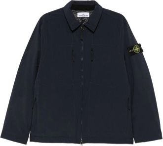 Stone Island Soft Shell Gevoerde Jas - Heren - Jassen - Blauw - Maat: S Poliester