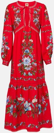 Farm Rio Abito midi in misto lino con stampa